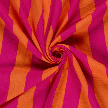 Musselin - Blockstreifen Orange