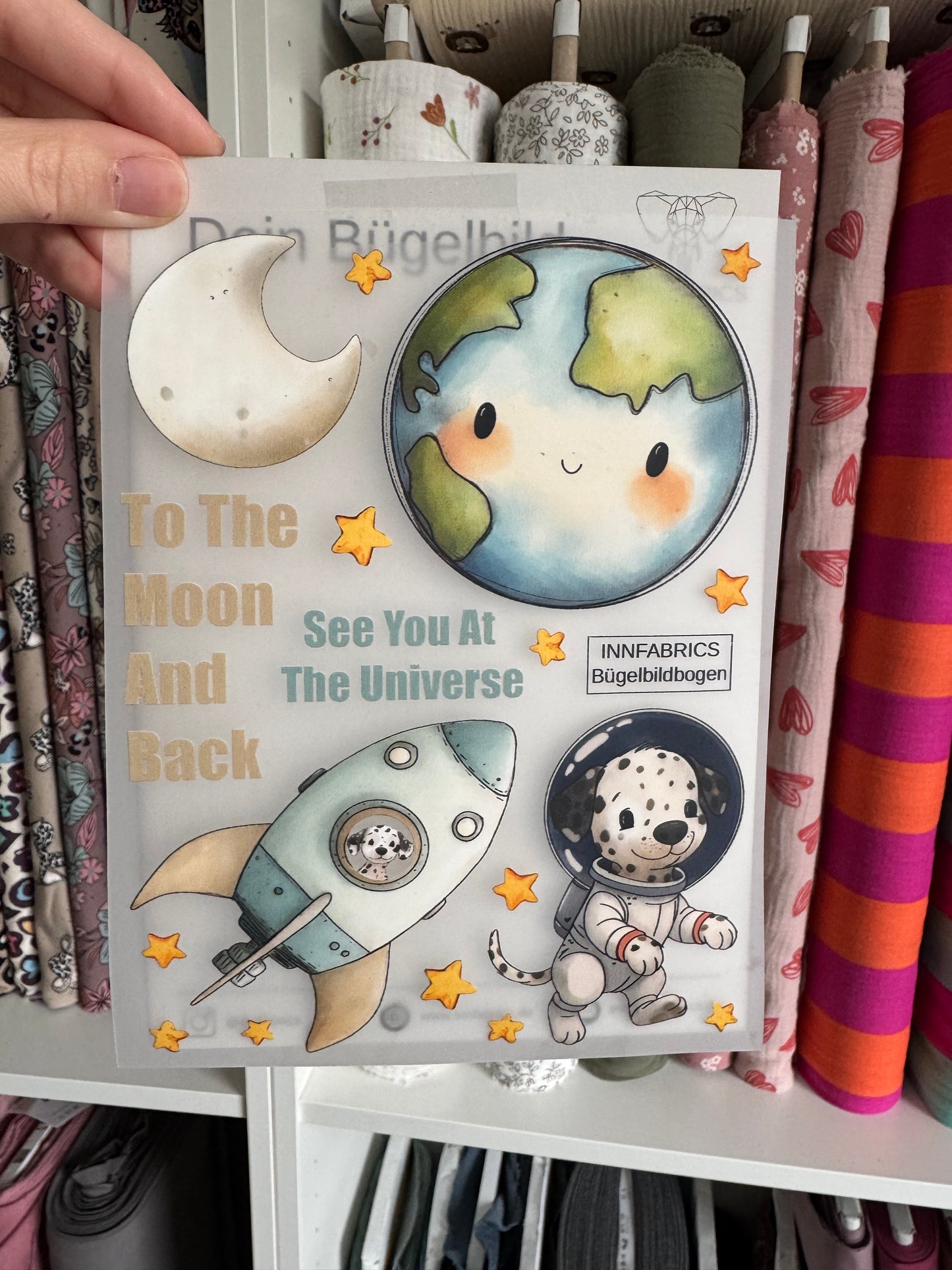 Bügelbildbogen - To the Moon