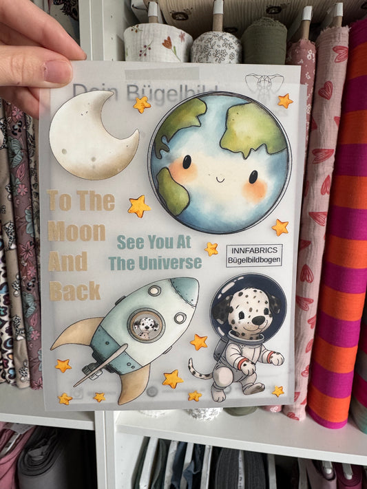 Bügelbildbogen - To the Moon